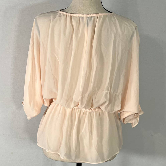 NWOT Forever 21 Peach Lace-Trim Button-Front Sheer Chiffon Blouse Size Medium - Picture 3 of 5